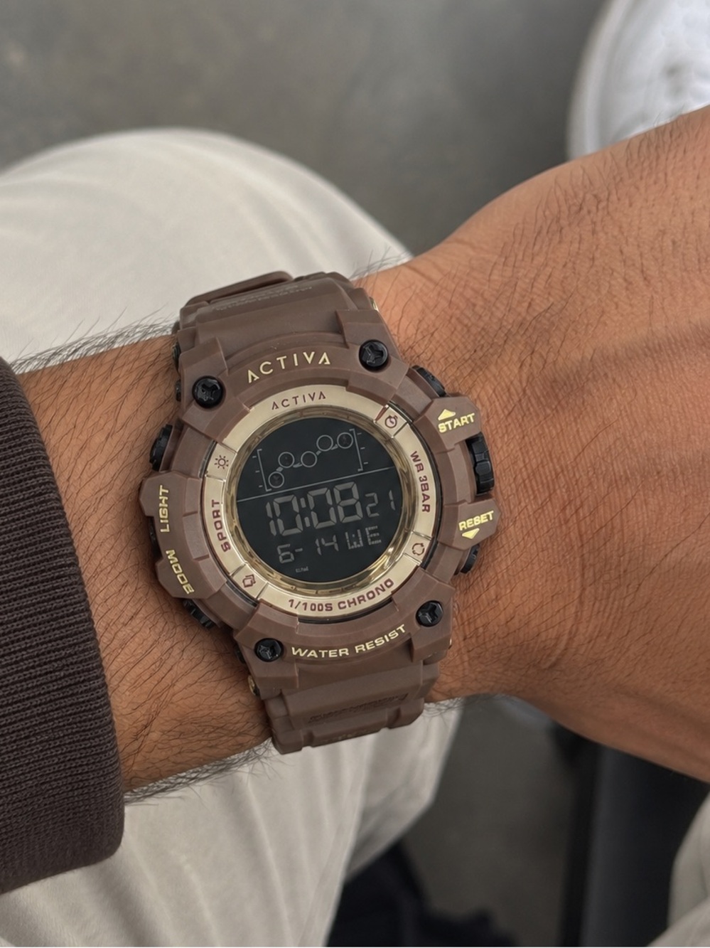Activa Brown and gold Digital Men’s Sport Watch with storage case